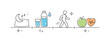 © Svitlana - Preventive health concepts. Abstract timeline of healthy habits like sleep, hydration, and movement represented by simple icons in calm