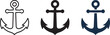 © fay009 - Nautical ship anchor icon set featuring outline silhouette and colored flat vector illustrations