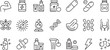 © md - Collection of medical and health care icons representing supplements anatomy and science concepts in a clean line art style