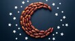 ©  i m oke. - Crescent moon shape crafted with dates, surrounded by stars on a dark background