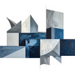 © KevinXLeo - Geometric abstract artwork with angular shapes, using varying shades of blue and white