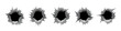© backup16 - Bullet hole gun mark effects set. Dark impact shapes with torn edges and metallic shading on white background with damage textures. Detailed realistic vector illustration.