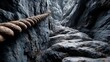 © RajibR - Sheer rock face with safety ropes and harsh lighting images