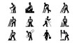 © Shela - Collection of workers in various construction and labor activities with tools and equipment on white background