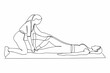 © Sourav - Line drawing of a physical therapist assisting a patient with stretching