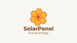 © free - A modern logo featuring hexagonal shapes and a lightning bolt, representing the synergy of solar panels and future energy solutions for a sustainable world.