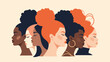 © Delowar - Profile view of diverse women with different hair styles and skin tones representing beauty and unity in diversity.
