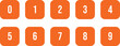 © Vector Stock - Orange Square Numbers 0–9 Set 0 1 2 3 4 5 6 7 8 9 – Numeric Typography Vector Illustration.eps
