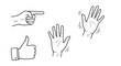 © barry - Various hand gestures including pointing, waving, and thumbs up are illustrated.
