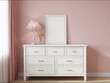 © MockupsShop - frame mockup living room,  blank wall frame mockup set in elegant pastel living room with panel molding