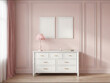© MockupsShop - double frame mockup in soft pink classic interior with white dresser