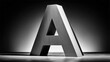 © cha - Striking 3D metallic silver letter A with dramatic lighting on a dark background, representing alphabet, typography, and concepts.
