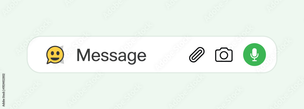 Message bar icon set, voice button, camera icon, WhatsApp and SMS ...