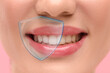© New Africa - Dental care. Woman with perfect smile, closeup. Protection after teeth whitening