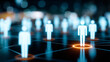 © Martn - Connected people icons on digital network with highlighted user representing audience targeting and customer segmentation concept.