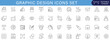 © Loosiniiii - A comprehensive graphic design icon set featuring creative tools, branding elements, illustration concepts, typography symbols, and modern design workflow visuals for digital and print projects.