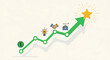 © Hujat - Business growth chart with upward arrow reaching a star symbolizing success investment and innovation perfect for financial reports and presentations