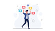 © Nara - Excited Man Celebrating Social Media Success with Icons