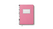 © BornHappy - Front view of a pink composition notebook with marble spine and label space isolated on a white background