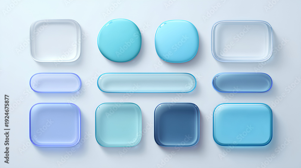 3d liquid glass ui design elements. Realistic white background ...