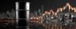 © Snowstudio - Black oil barrel with financial graph on city skyline background