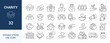 © Mostsuchona - Charity and Donation Line Icon Set. NGO, Volunteer, Fundraising, Support and Humanitarian Aid Icons.