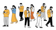 © Budi Studio - A diverse group of people are engrossed in their smartphones, oblivious to their surroundings.