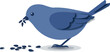 © AubreyIsaiah - Blue Bird Eating Seeds Flat Design Isolated Object With White Background