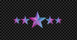 © Monwara67 - Five star rating gradient vector illustration with colorful glossy review feedback symbol isolated transparent background quality evaluation design