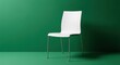 © Rumput - Minimalist White Chair Against Green Backdrop - Modern Design and Simplicity.