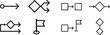 © aiVECTOR - Four distinct flowchart symbols are displayed, showcasing various shapes used to represent different types of actions, decisions, and processes in organizational diagrams.