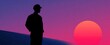 © ckybe - Engineer silhouette next to a solar panel against a vibrant sunset sky
