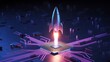 © Bhavesh - Rocket launch from microchip, futuristic startup and technology growth concept, digital innovation, AI development, business acceleration, modern computing illustration