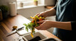 © hadz - Hands holding fresh vegetable scraps above a kitchen compost bin, showcasing sustainable living, food waste reduction, and home gardening concepts