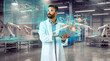 © Rendara Studio - Industrial engineer monitoring robotic production line through digital twin interface in smart factory