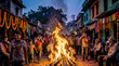 © Vyacheslav - Traditional Holika Dahan Bonfire Before Holi Festival in Indian Village