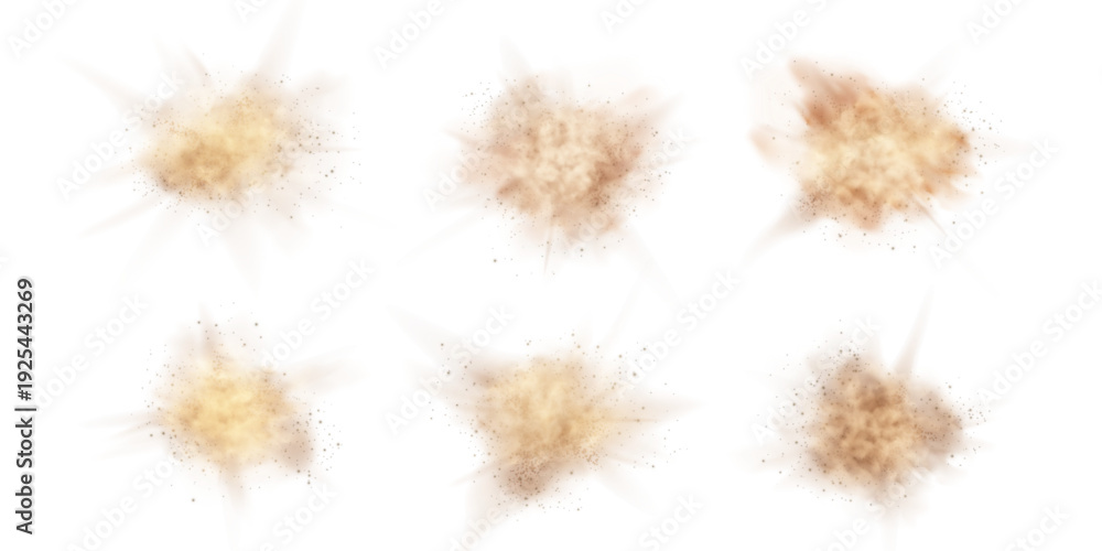 Random Powder Dust brown powder with flying sand particles, dust haze cloud overlay ...