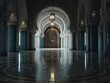 © Bouchra - A large room with a large archway and a large door