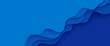 © A_Y_N - Papercut wave topography background with navy blue water pattern. Abstract paper cut river sea shape for deep ocean environment vector design. Craft cutout cardboard with diagonal wavy layered teture