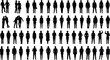 © It's Vector - Standing business people silhouettes collection, professional men and women poses, corporate workforce crowd characters isolated on white background