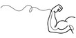 © line pro - Human arm bicep icon continuous one line drawing outline vector illustration, Strong arm continuous one line drawing showing muscle and power concept, Continuous one line drawing of a muscular arn