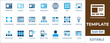 © icon_solution - Website template and UI layout icon set featuring web interface design, wireframe, dashboard architecture, mobile mockup, landing page, and digital prototype development symbols.