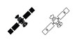 © Rina - Two satellite illustrations one black and one white featuring a distinct silhouette