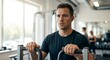 © asayenka - Focused man exercising on elliptical machine in modern gym
