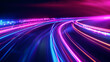 © AlHasan - Digital Data Highway: A dynamic display of vibrant, flowing neon light trails on a dark backdrop, symbolizing the essence of modern data transmission and digital connectivity.