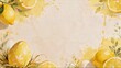 © Yan - Vibrant yellow Easter and spring background featuring decorated eggs combined with fresh lemon slices and watercolor splashes for a zesty feel.