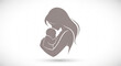 © Awan Khan - Mother holding baby in her arms tender moment gray silhouette illustration simple background gentle care