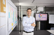 © fizkes - Corporate agile expert. Portrait successful confident mid aged businessman team leader strategy manager pose with arms crossed in modern boardroom near kanban project board look at camera with smile