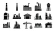 © Rian - A collection of industrial and factory icons in black and white isolated on white background, Vector