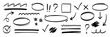 © Polina Tomtosova - Arrow, highlight, oval marker pen set. Arrow line marker hand drawn pencil stroke sketch circle underline. Doodle check cross curve oval round icon sign texture rough. Vector illustration